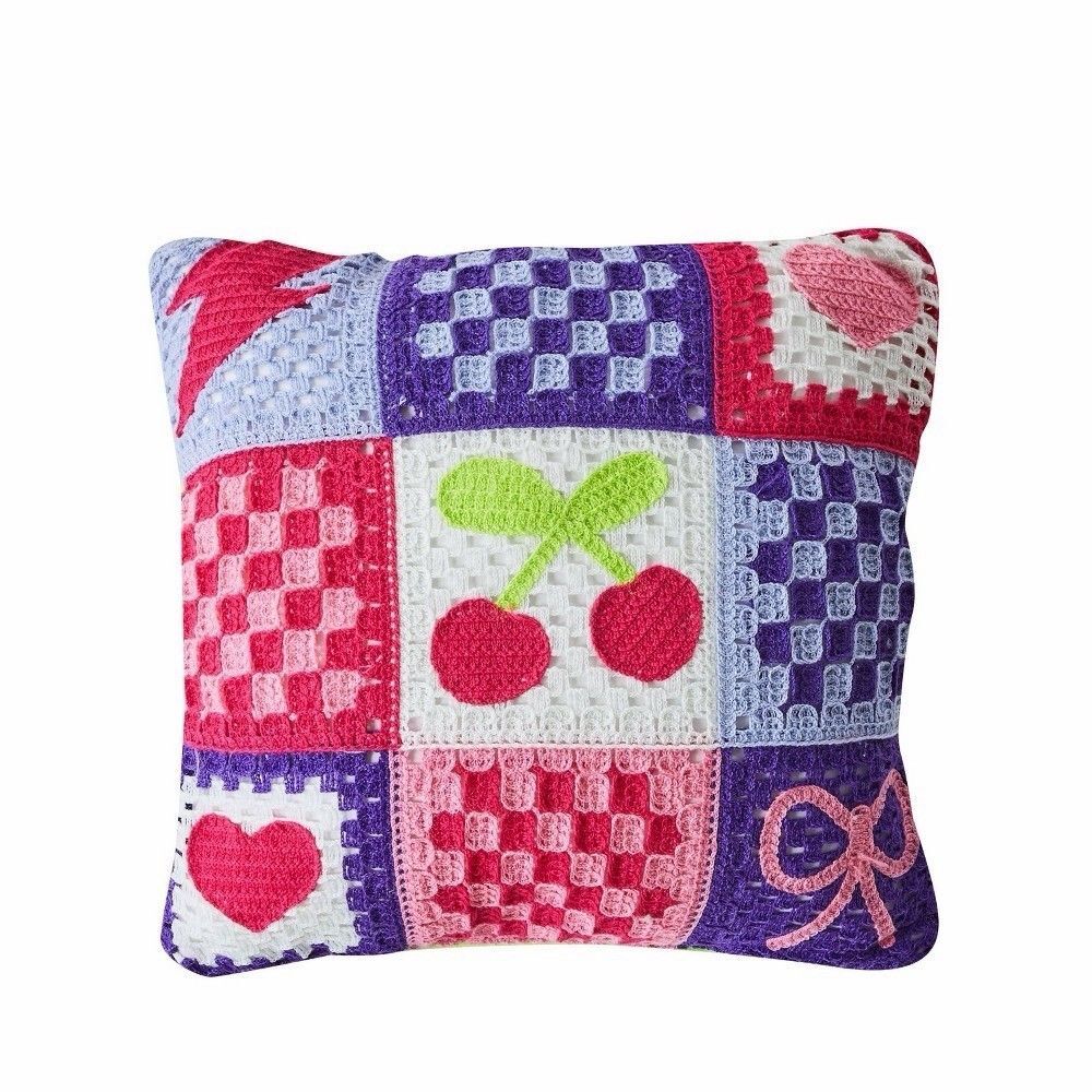 Prism Crochet Icon Decorative Throw Pillow Colorful Geometric Accent New